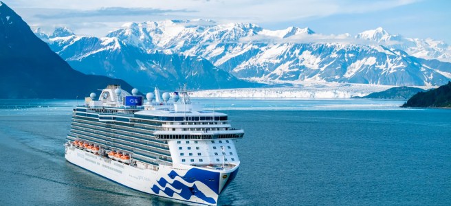 Cruise ship traveling through Alaska